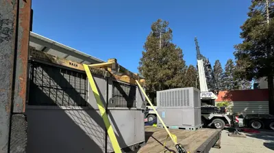HVAC unit loaded on a flatbed truck Photo