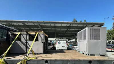 HVAC system loaded on a flatbed truck Photo